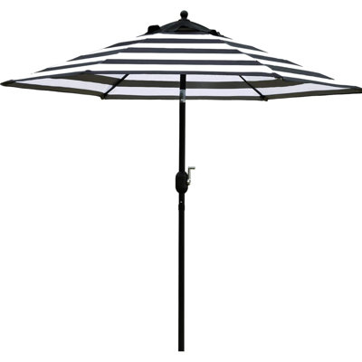 Parasol de marché de 7,5 pi pour table avec parasol inclinable / manivelle, 6 nervures (noir et blanc)