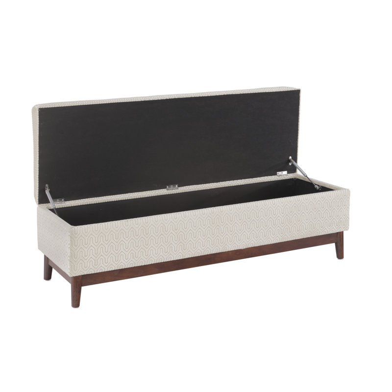Gisbert Polyester Upholstered Storage Bench, Ivory/Taupe