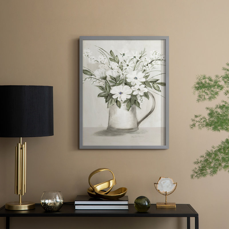 Cottage Bouquet I Framed Print - Solid Wood, Gray, 21" H x 17" W
