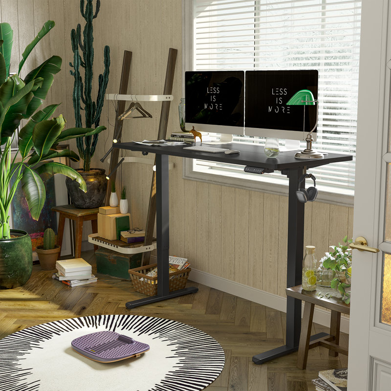 Bureau rectangulaire Mariliva, Noir, Noir, H 27,00 po x l 55,00 po x P 24,00 po