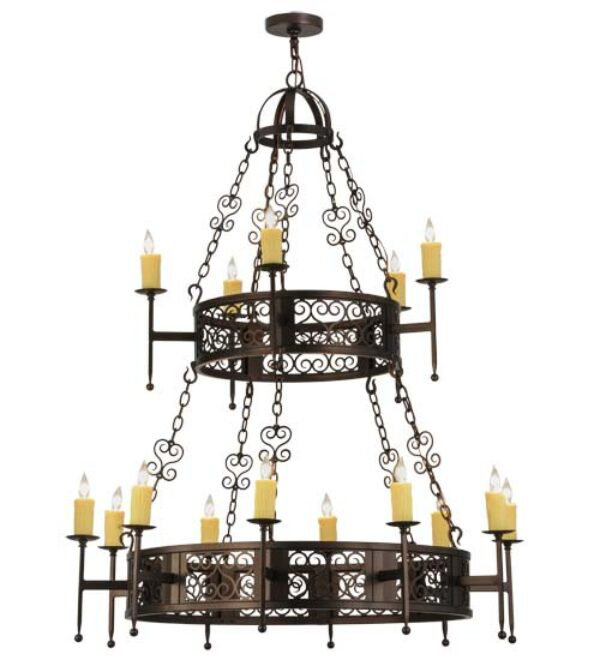 Toscano 15 - Light Chandelier, Gilded Tobacco, No Shade