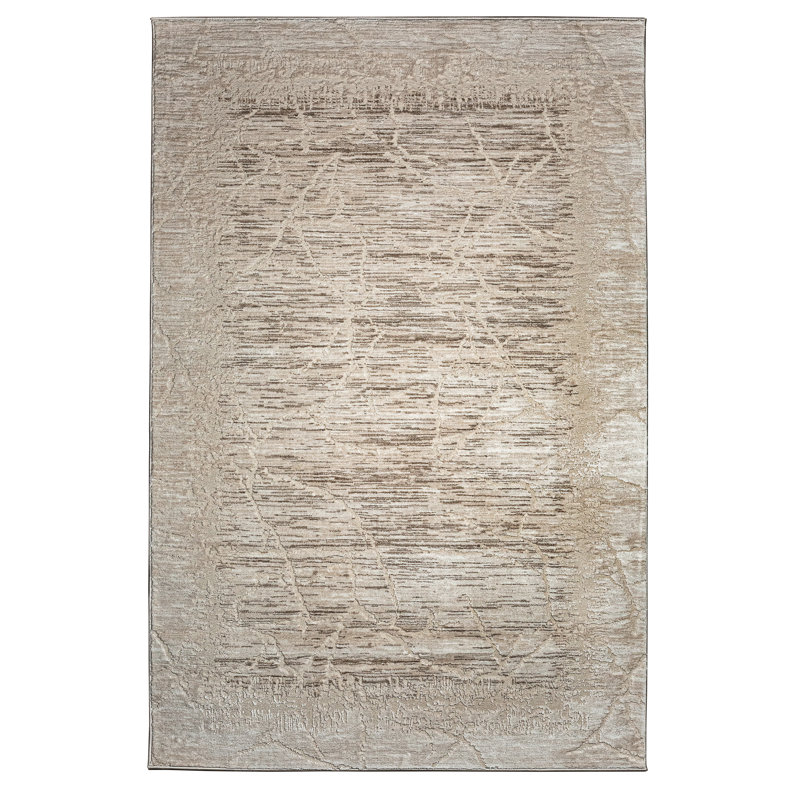  Davide 1229 Beige Abstract Area Rug – Modern Transitional Crackled Design, Soft High-Low Texture, Rectangle 3'3" x 4'11"