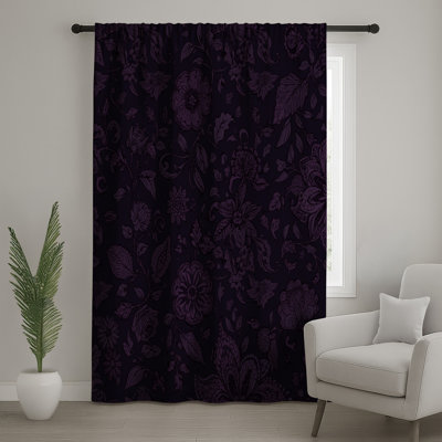Rideaux de fenêtre à motif floral mauve, voilages et voilages à motif floral - 1 panneau