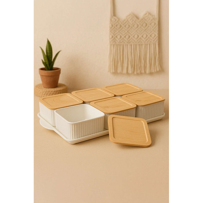 Ensemble de pots avec plateau de service (7 pièces)