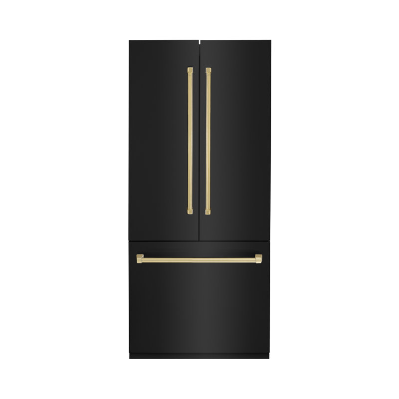 ZLINE 36" 19.6 cu. ft. Built-In 3-Door French Door Refrigerator with Internal Water and Ice Dispenser, Gold
