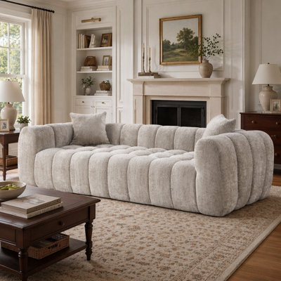 Marshmallow Cloud  Compressed  Sofa, 102.7" Oversized  With Two Cushions, Modern Soft Boucle Sofa For Living Room, Apartment
