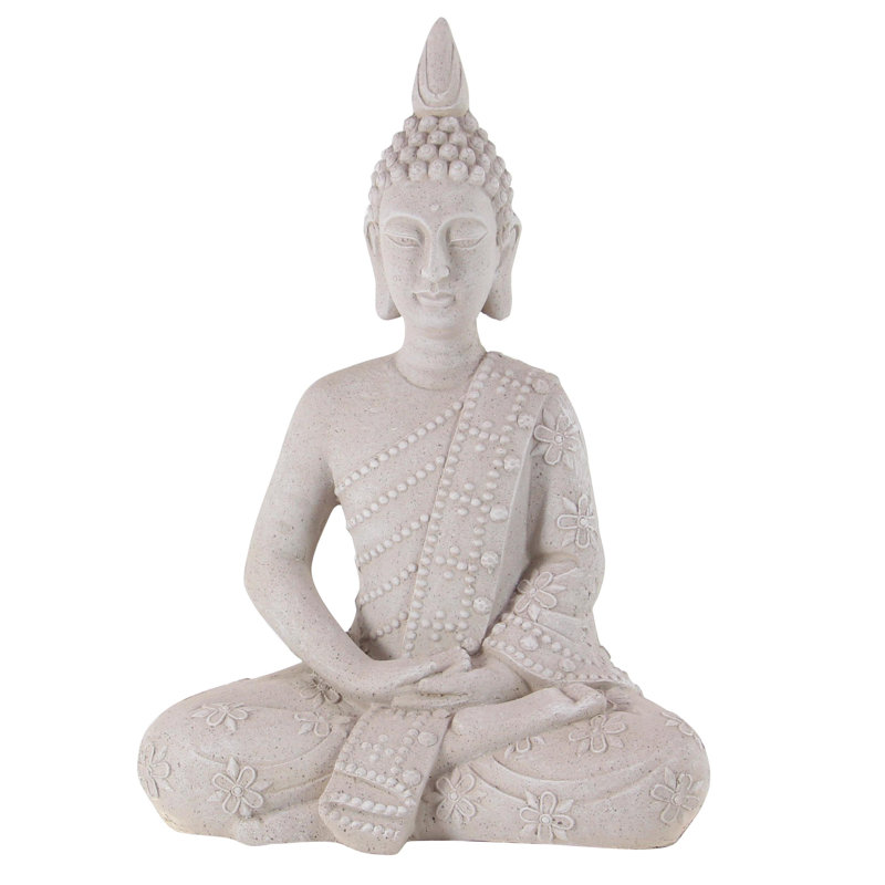 Sculpture de jardin en forme de Bouddha gris en oxyde de magnésium