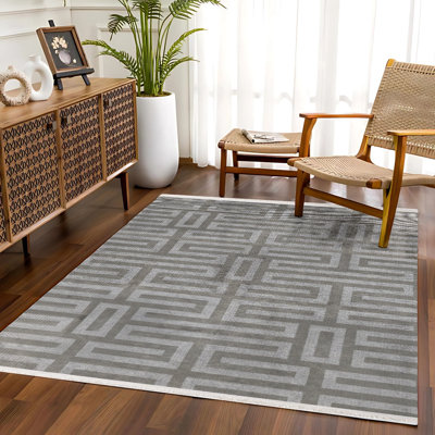 Tapis gris lavable à la machine antidérapant à imprimé numérique gris