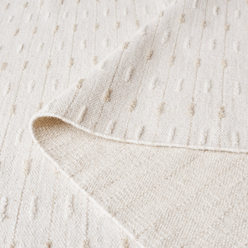 Martha Stewart 9625 Hand Woven Wool/Cotton Geometric Rug in Ivory, Rectangle 5' x 8'