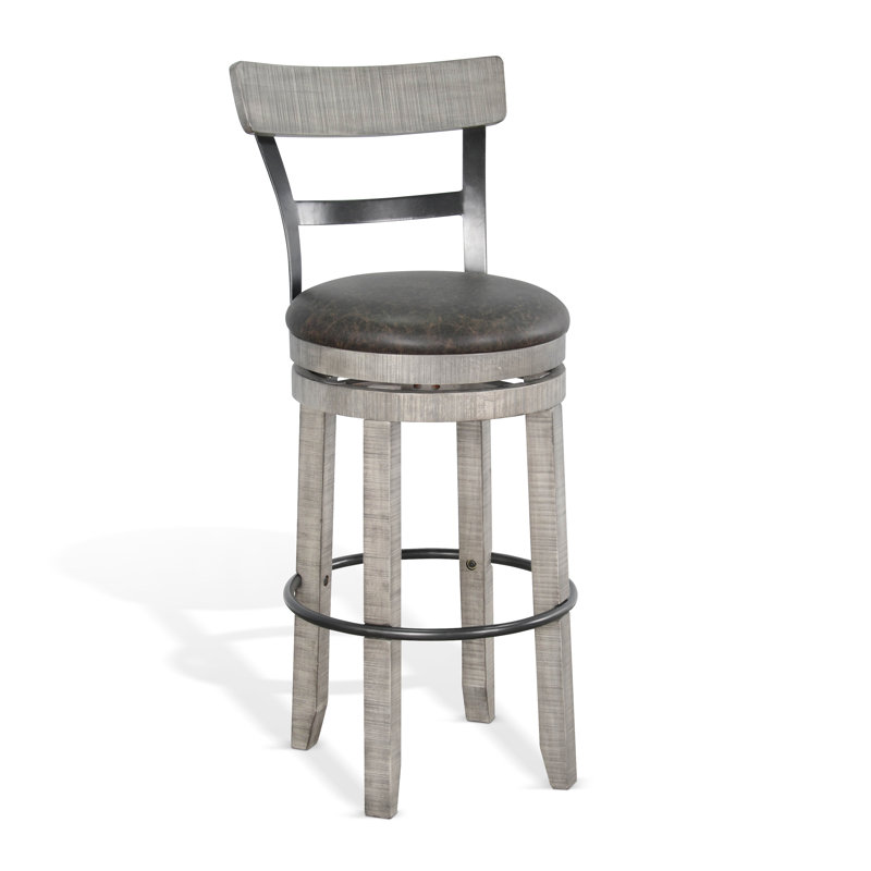 Meilani Swivel Upholstered Counter Stool, Bar Stool (30” Seat Height), Alpine Gray