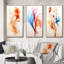 Watercolor Modern Floral In Orange - Abstract Liquid Ink Art Set Of 3 Pieces-1508110312-1508110319