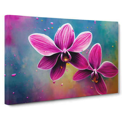 Idyllic Orchid Flowers Abstract - Wrapped Canvas