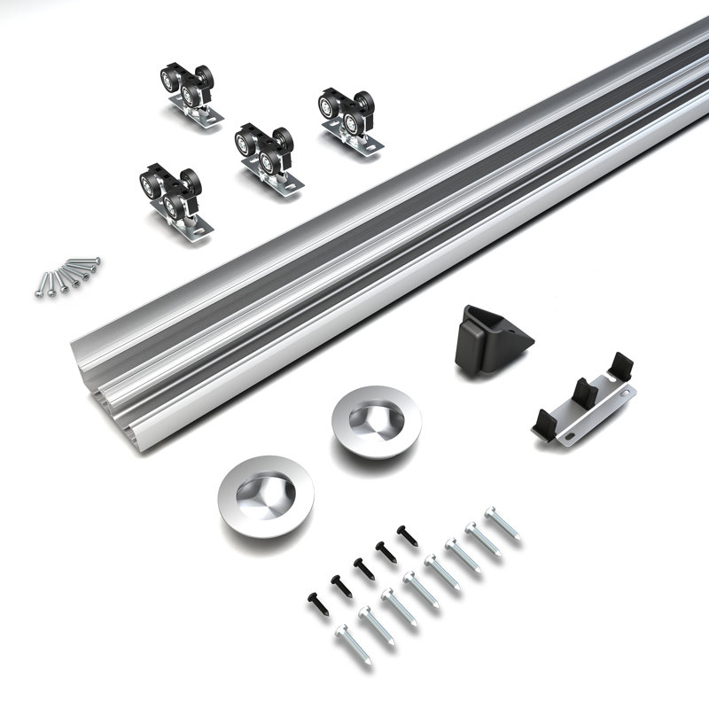 JUBEST Bypass Sliding Door Hardware, Bypass Wardrobe Closet Door Hardware Set (Door Not Included), 48 in.