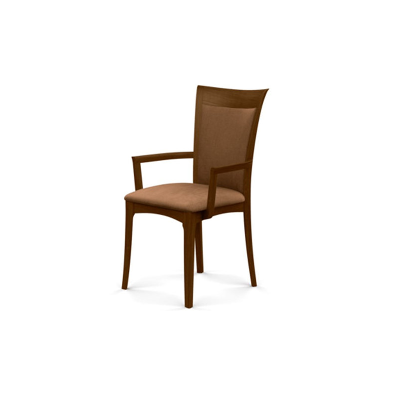Morgan Upholstered Arm Chair, Natural Walnut, Microseude Onyx