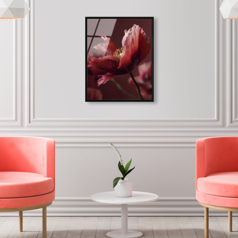 Merlot Blush Blossom II High-Gloss Frameless Acrylic Glass Wall Art Floral & Botanical Print by Oliver Gal, Ready to Hang, 16 x 20