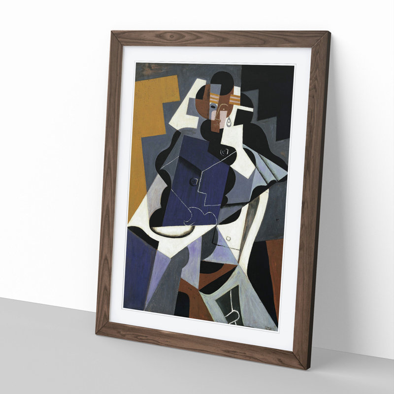 Man and Woman by Juan Gris - Picture Frame Painting, Walnut Framed, 36cm H x 27cm W x 2cm D