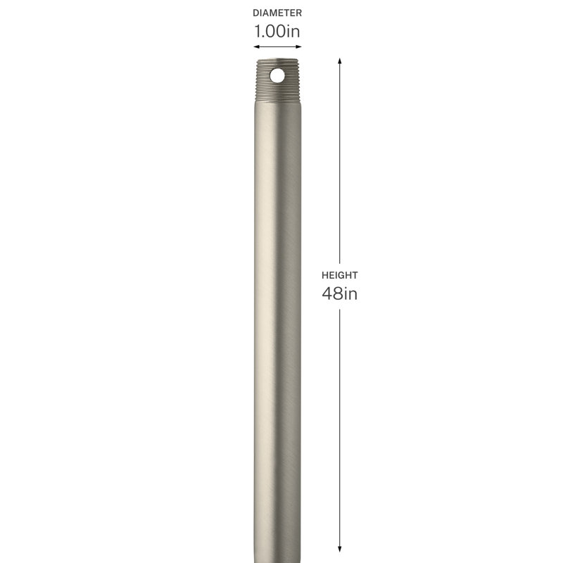 48 inch Single Threaded Ceiling Fan Downrod in Brushed Nickel, Brushed Nickel
