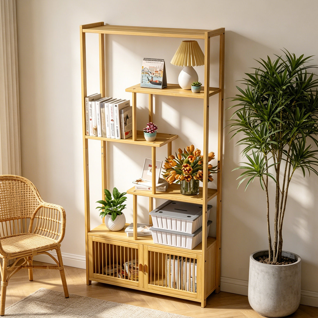 Annecliffe 176cm H x 85.5cm W Bamboo / Rattan Standard Bookcase