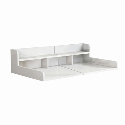 (58" Width x 28" Depth) Washer Dryer Countertop with Non-slip Pads, Laundry Wood Shelf Topper with Edge, Double Layer Organizer for Washer and Dryer Laundry Hamper Counter Storage Organization