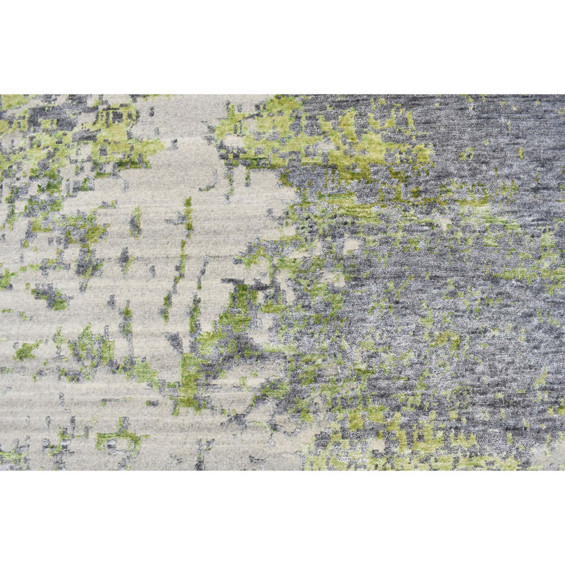 Abstract Area Rug in Green, Rectangle 2' x 3'