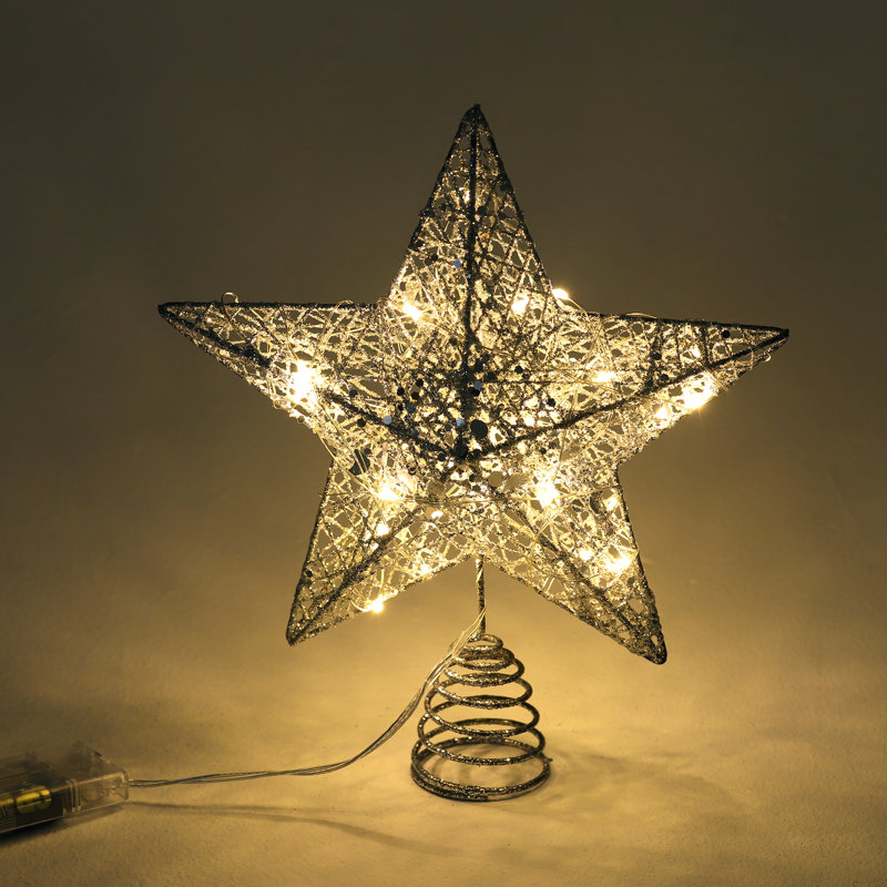 Metal Other Lighted Tree Topper, Silver, 28cm H x 25cm W x 25cm D