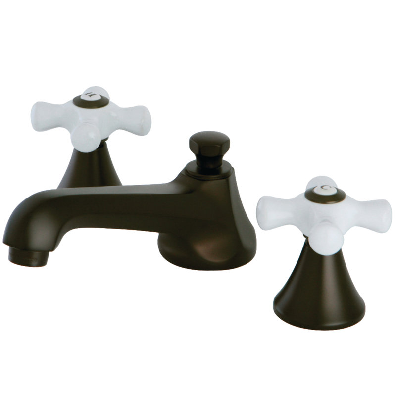 Metropolitan Widespread Bathroom Faucet with Drain Assembly, Oil Rubbed Bronze/White
