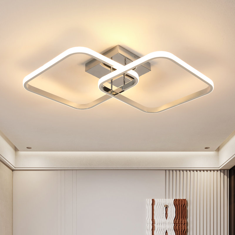  Sleek 2-Light Square Flush Mount, Rose Gold