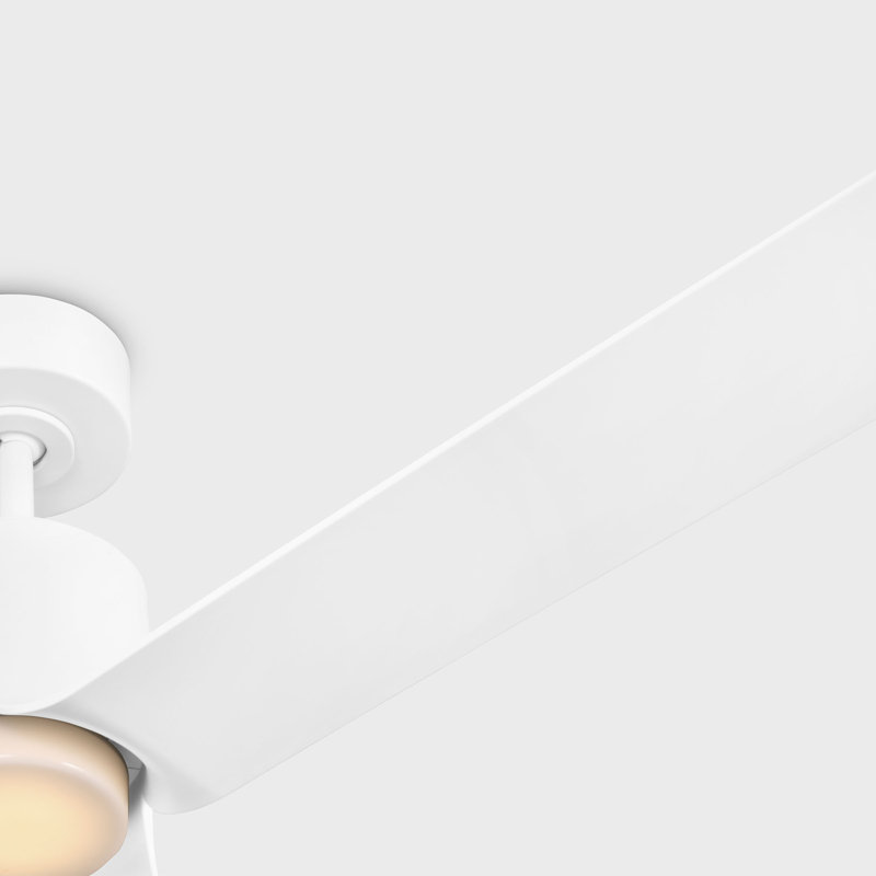 Visual Comfort Fan Peel Smart 66 LED Indoor Ceiling Fan with Threaded Downrod, Matte White ABS blades and Handheld Remote