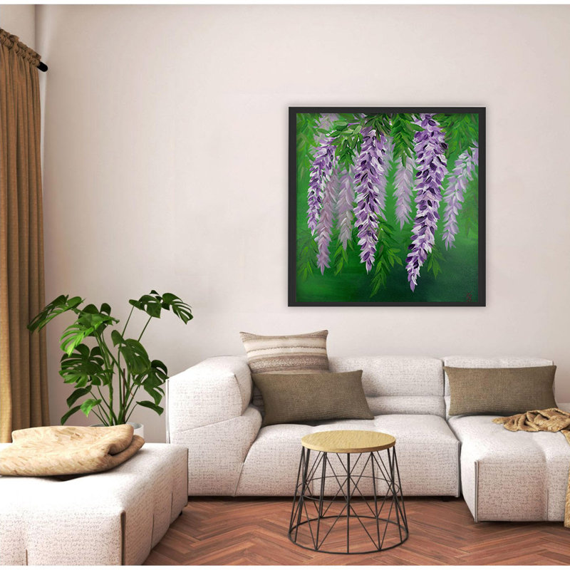 "Floral Drapes", art mural sur toile, H 12 po x l 12 po, Cadre flottant noir
