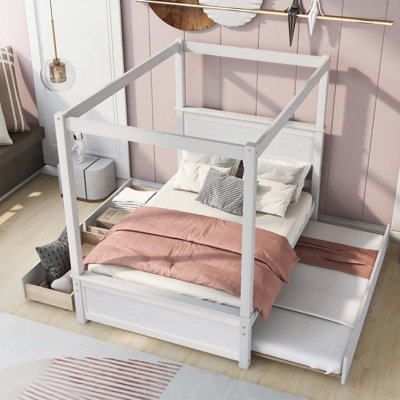 Thermalito Full Storage Canopy Bed with Trundle