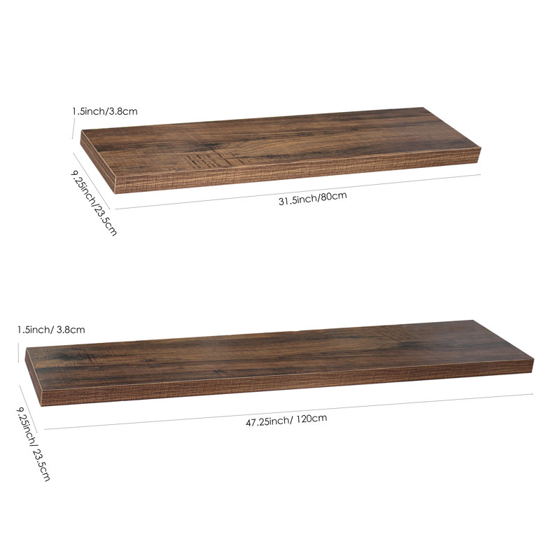 Bangor 2 Piece Floating Shelf, 1.5" H x 31.5" W x 9.25" D, Antigue Walnut