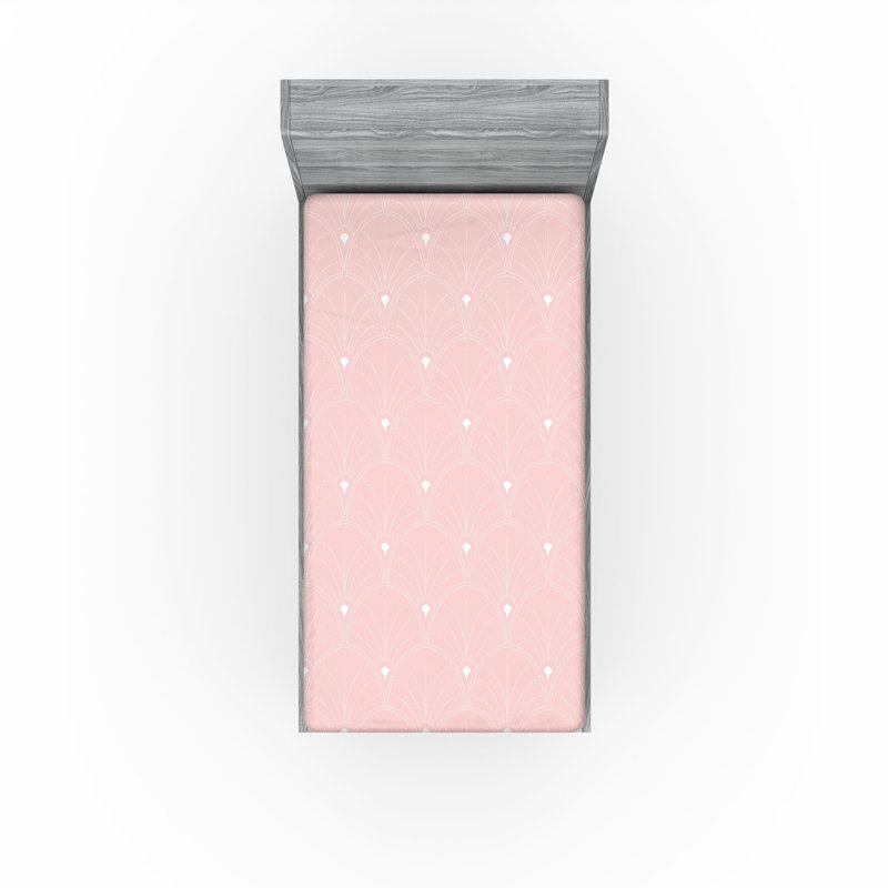  Drap-housse géométrique, Drap-housse de taille simple, Blush/White