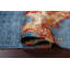Tapis bleu en laine fabriqué à la main à motif végétal 3 x 5