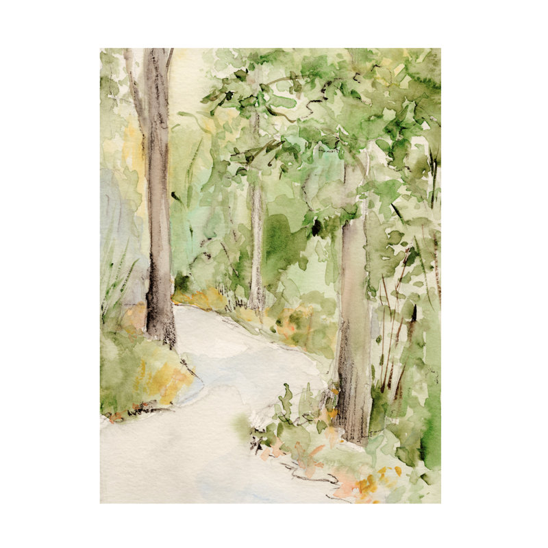 Art mural sur toile tendue - "Sunlit Country Path" de Victoria Barnes pour décoration de salon, de chambre à coucher ou de bureau - 14 x 19