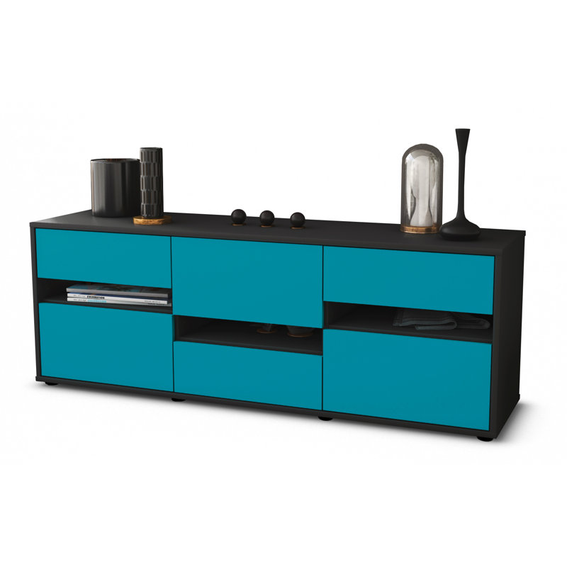 Yandell TV Stand for TVs up to 60", Turquoise / Matte Anthracite