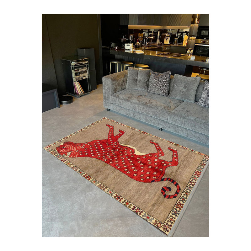 Tapis décoratif moderne à motif léopard rouge lavable à la machine, Rectangle 2 pi 4 po x 3 pi 11 po