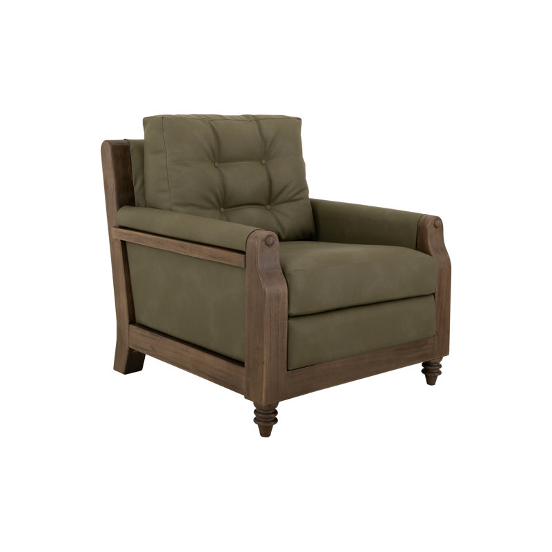 Structure en bois, fauteuil rembourré, Vert