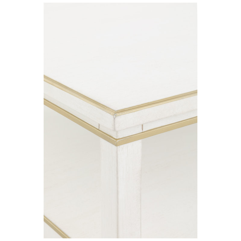 Camille Rectangular Single Coffee Table, White/Antique Gold
