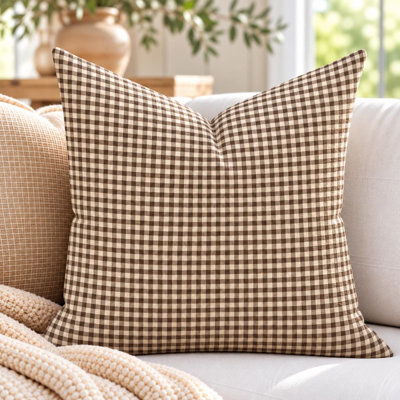 Coussin décoratif de haute qualité à carreaux châtaignier brun foncé de haute qualité
