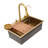 Oukaning Modern Rectangular Kitchen Sink with Single Bowl and Faucet-106895428