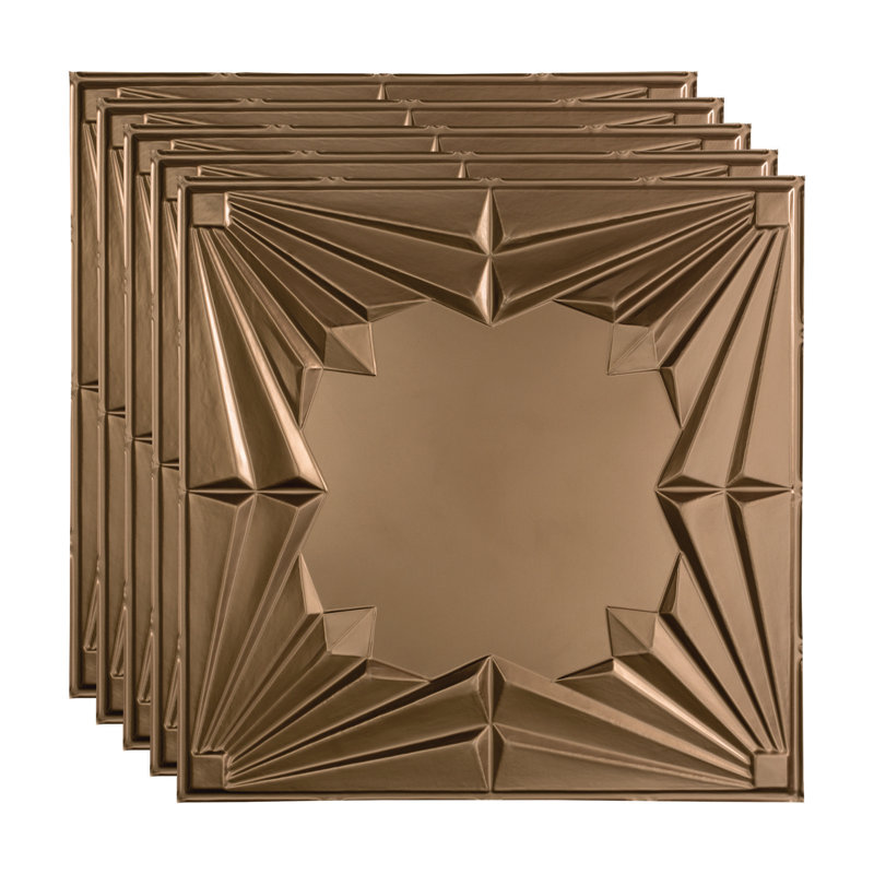 Panneau de plafond décoratif en vinyle FASÄDE Art Deco 2 pi x 2 pi, Bronze argenté