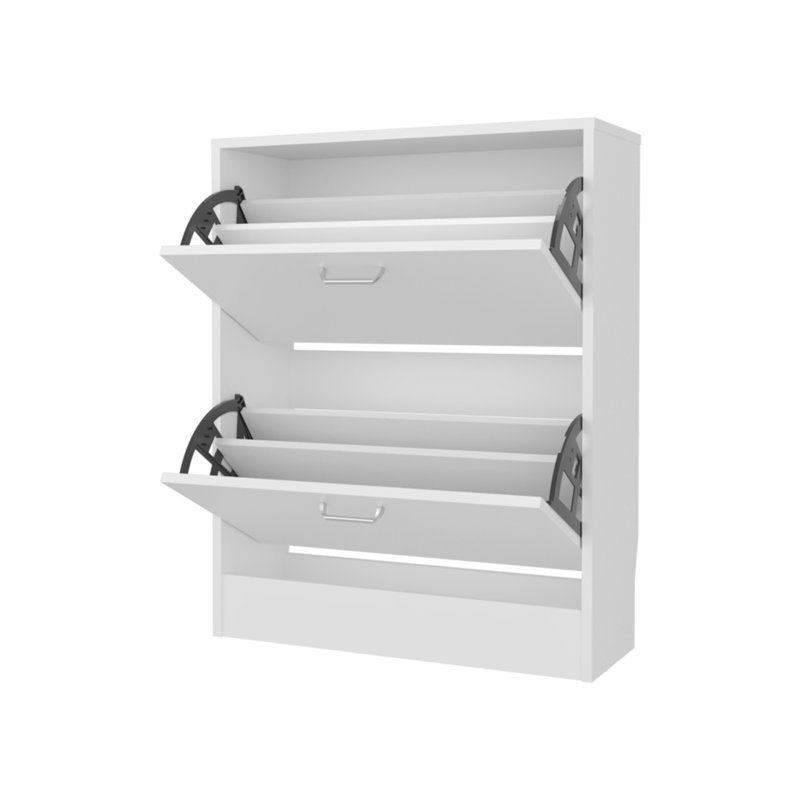 Ozzy Shoe Cabinet, 2 Tilt-Out Doors, Slim Design, Internal Supports, Modern Style, White, White 