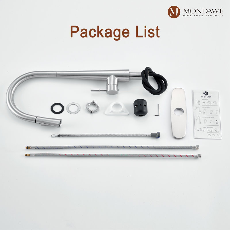 Brushed Nickel High Arc Pull Down Kitchen Faucet with Spray