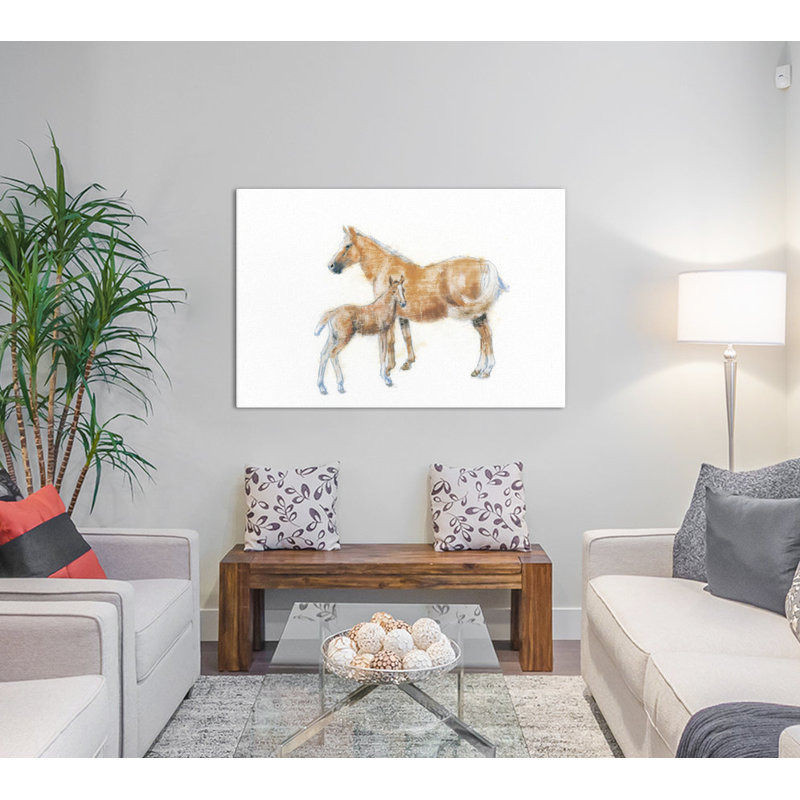 Cheval et poulain, impression sur toile tendue, H 40 po x l 60 po x P 1,5 po, Pas de tapis, Toile tendue