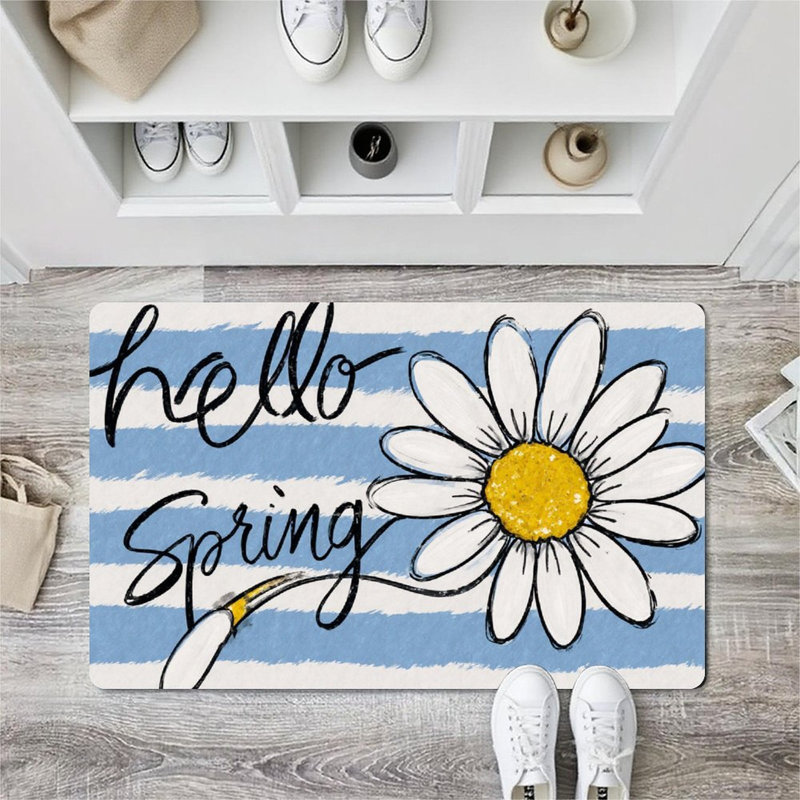 Daisy Hello Spring Doormat, 24L x 36W, for Entrance Porch