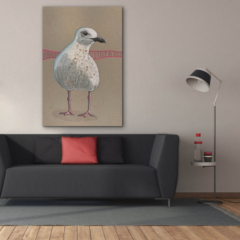  «Mouette et clôture rose» par Bebe Keith, art mural sur toile, 40 po x 60 po