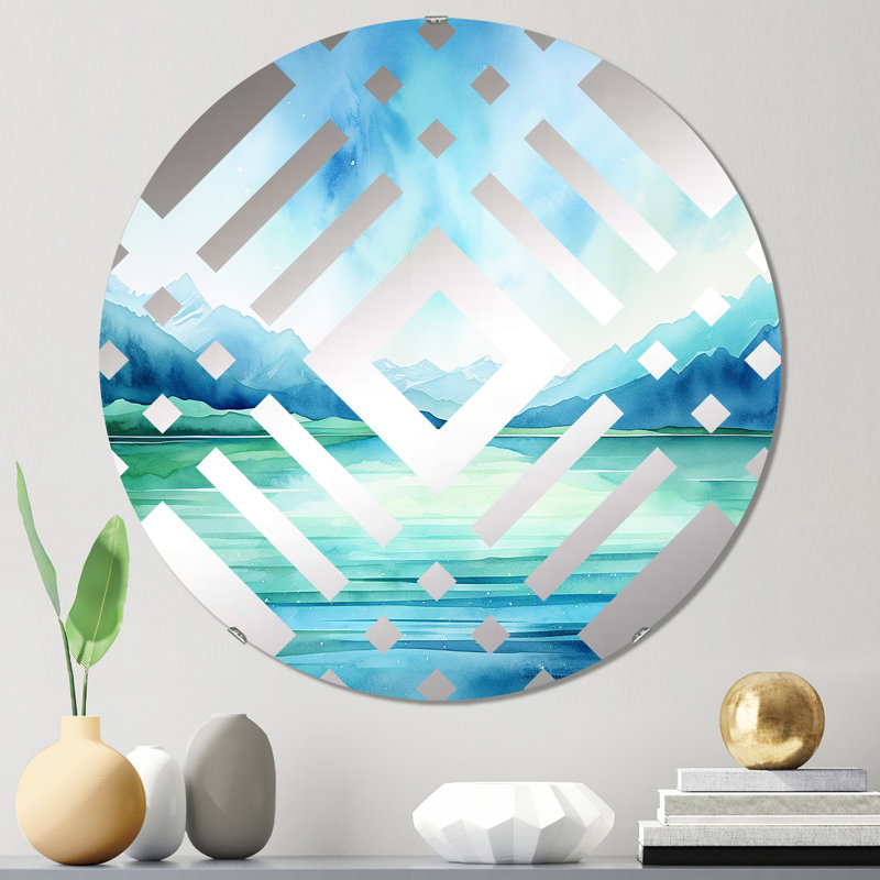 Miroir décoratif diamant pastel aurore boréale I, 31,4 po x 31,4 po