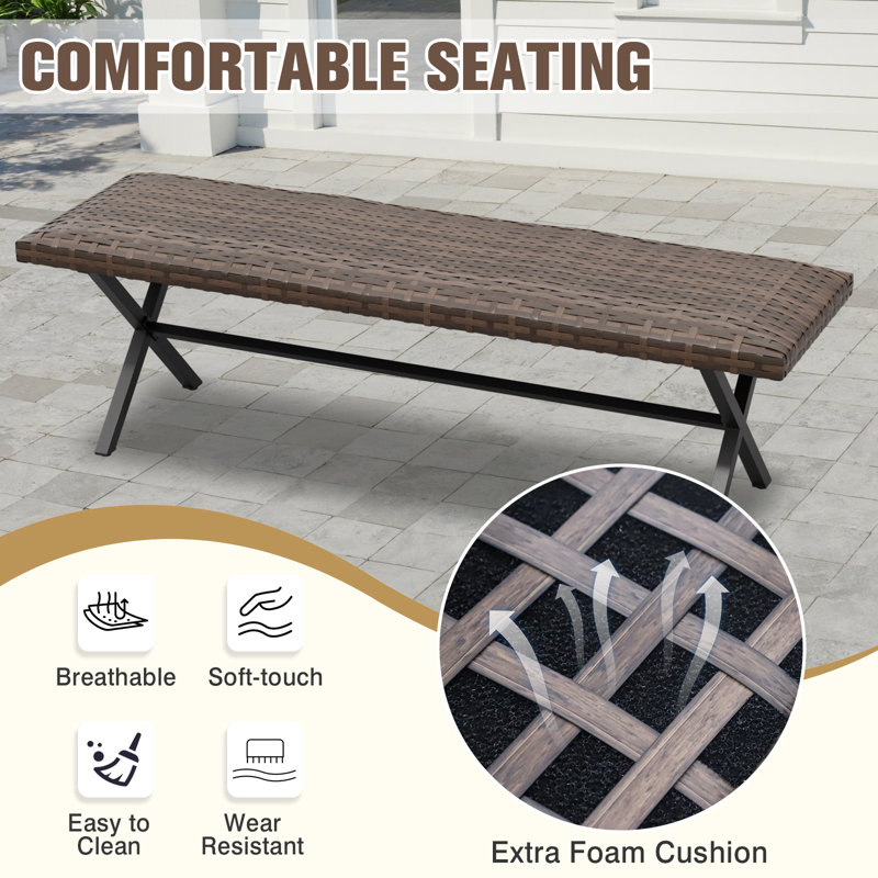 Banc en osier tissé à la main pour patio extérieur