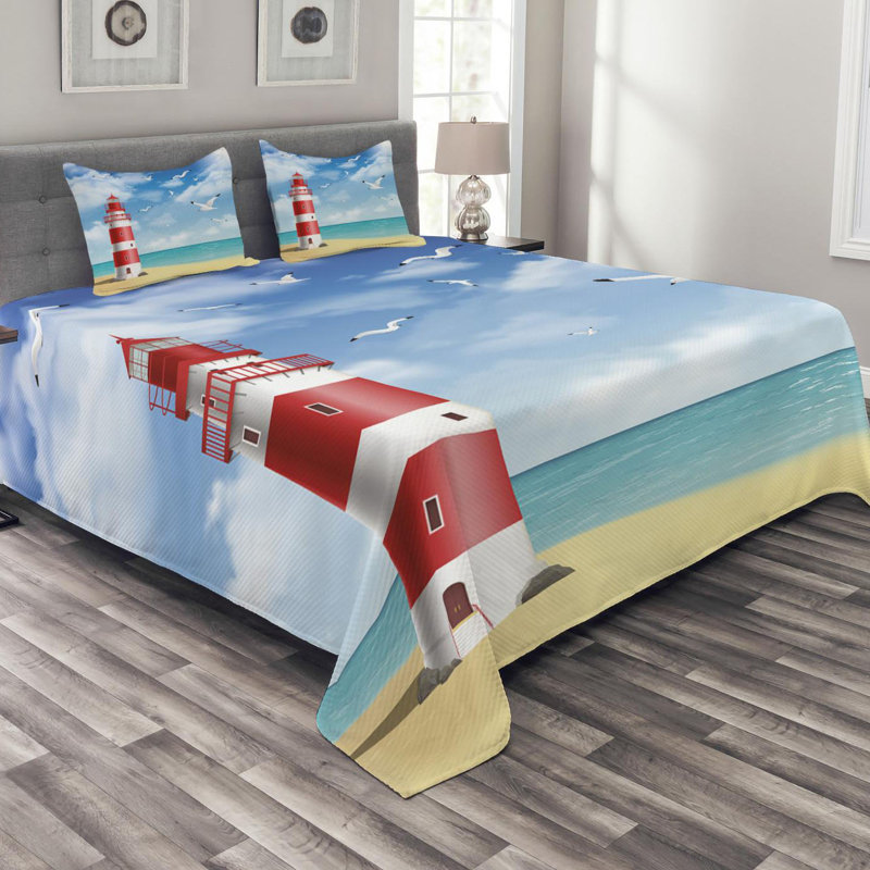 Coastal Polyester Duvet Cover, King Coverlet + 2 Shams