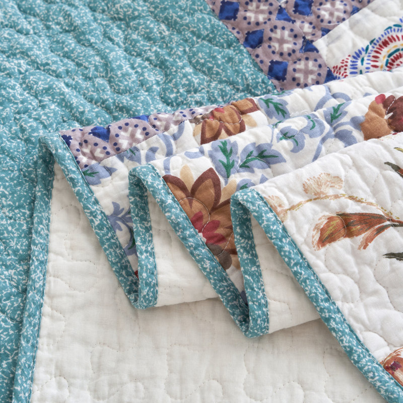 Cotton Patchwork Quilt, Twin Quilt + 2 Shams
